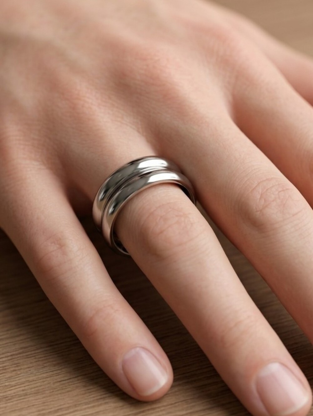 Stainlesd Steel Triple Band Women's  Or Men's Stack Ring